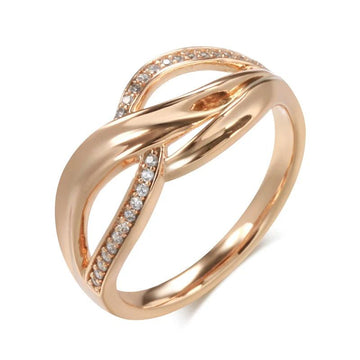 New Unique Creative Rolled 14K Rose Gold Micro-wax Inlay AAA Zircon Diamond Geometry Cross Rings - Modern Jewelry
